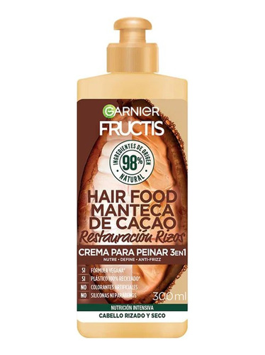 Crema Para Peinar Fructis Hair Food Manteca De Cacao 300 Ml