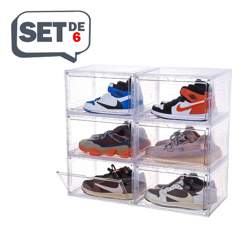 6 Cajas De Zapatos Organizadora Transparente Armable Pet