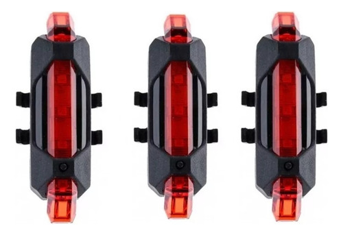 Pack 3 Luces Led Recargables Para Bicicleta