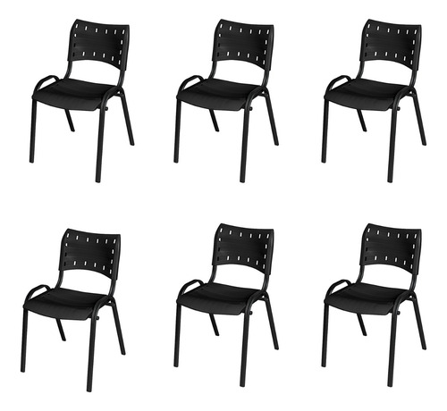 Kit 6 Cadeiras Iso Empilhável Igreja Recepção Escola Oferta