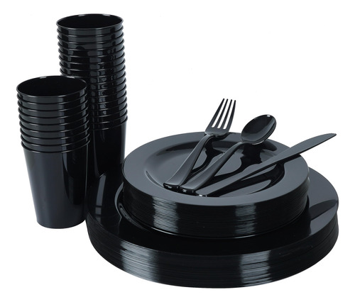 Orip Platos De Plastico Negro Para Fiestas, 150 Piezas Reuti