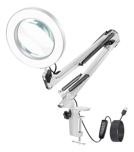 Usb 5x Magnifying Glass Lens Desk Lamp Swivel Arm 1