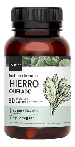 Natier Hierro Quelado X 50 Capsulas Sabor Natural