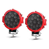 Kit X 2 Faro Auxiliar 51w 17 Led Redondo 12v 24v 4x4 Utv  