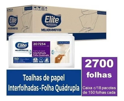 Toalha Excellence Interfolhada 2700 Folhas Quádruplas Elite