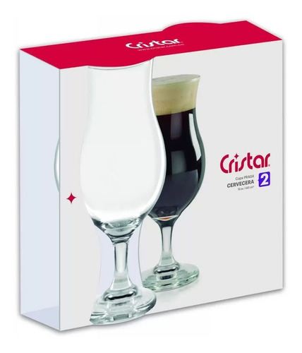 Vaso Copa Cervecera Estuche X2 Praga Cristar 5471