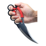 Faca Soco Ingles Tatica Caça Pesca Camping Karambit + Bainha Cor Preto