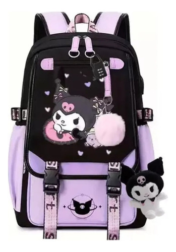 Mochila Escolar De Gran Capacidad Morada Kuromi