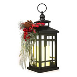 Farol De Vela Decorativo De Navidad De Metal Con Luz Led Cin