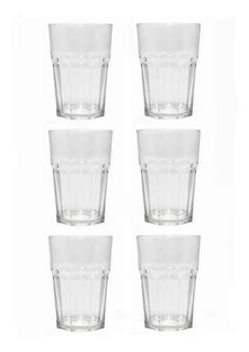 Vaso Bar Durax Vidrio Gaseosa Facetado Simil Nadir 2711 X6