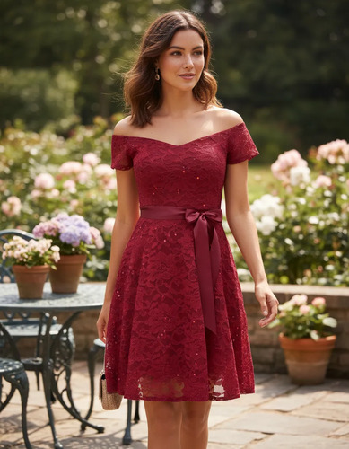 Vestido Corto Casual De Encaje