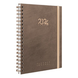 Agenda Planner Semanal Plus Spot Touch Tipo Couro Marrom