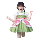 Vestido Infantil Simples Lolita Com Saia De Estilo Pastoral