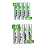 Pilas Baterías Recargales Energizer 4 Aa + 4 Aaa (total 8pz)