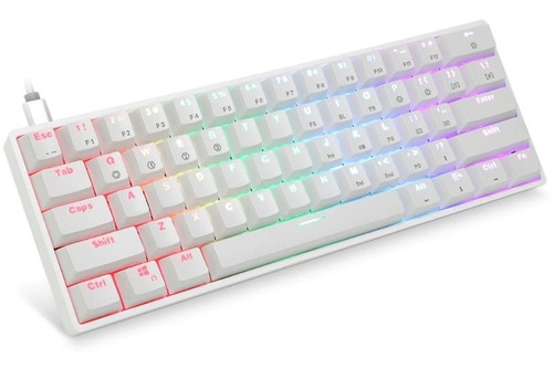 Teclado Óptico Skyloong 60% Gateron Red Hotswap Gk61 Blanco