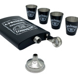 Kit Completo Cantil Frasco Whisky Whiskeira Aço Inox 270ml