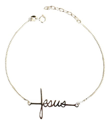 Pulseira Jesus Prata 925 Bracelete Escrita Nome Jesus Vazado