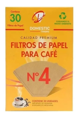 Filtros De Papel N4 Domestic Para Cafetera Electrica  X 30 U