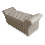 Recamier Baú Estofado King 195cm Veneza Suede Bege