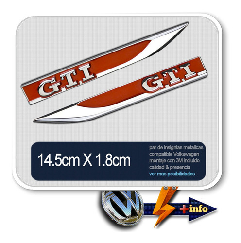 Insignia Gti Compatibl Vw Par Laterales Rojas  Tuningchrome Foto 3