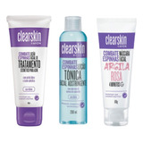 Kit Clearskin Loção Facial + Tônico+másc. Facial Argila Rosa