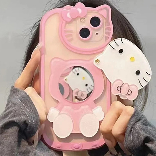 Funda De Teléfono Hello Kitty Makeup Mirror Para iPhone 15 1