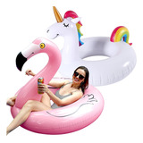 Paquete De 2 Inflable Piscina Finduwil Flamenco Y Unicornio