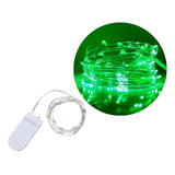 Luces Microled Verde Alambre Plata 30 Led 3 Mt Con Pilas Inc