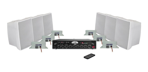 Kit Sonido Ambiental Intemperie Exteriores 80w Rms 6 Bafles 