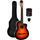 Guitarra Electrocriolla Superior Con Corte Funda Afinador