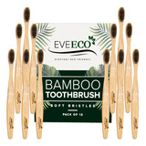 Eveeco Cepillo De Dientes De Bambu I De 12 Unidades, Cerdas