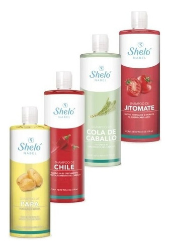 4 Pack Shampoo De Papa+ Jitomate+ Cola De Caballo+ Chile