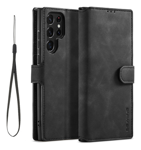 Para Samsung S23 Ultra S22+ Wallet Magnetic Phone Case Cuero