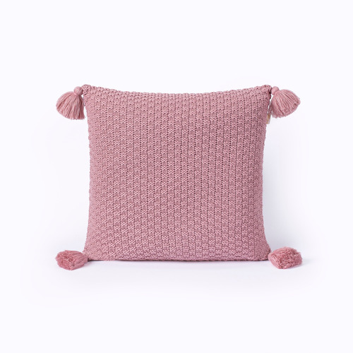 Capa De Almofada Pompom Decorativa C/zíper 40x40cm Tricot  