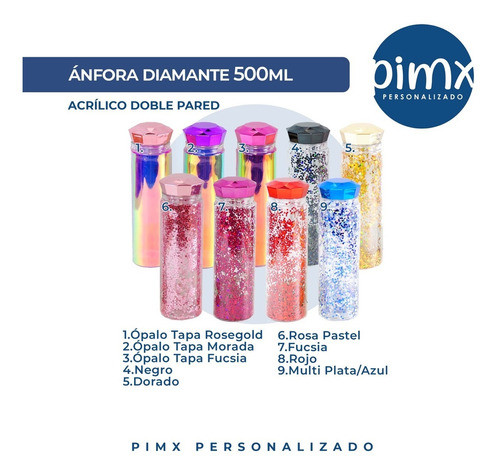 Ánfora Cilindro Diamante 500ml Sin Personalizar Acrílico 