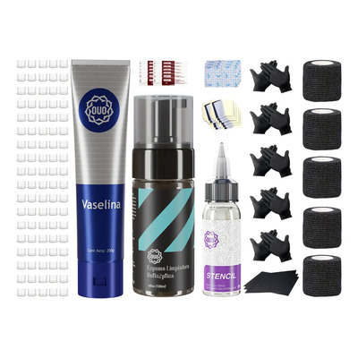 Kit insumos para tatuar vaselina espuma antiséptica stencil Ouo Lt00419 | Meses sin interés