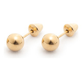 Brinco Bola 4mm Em Ouro 18k (bebe, Infantil) Recém Nascido