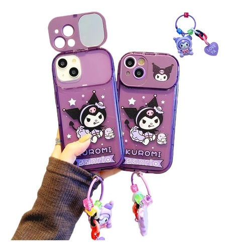 Funda De Transparente Para iPhone Diseño De Kuromi + Llavero