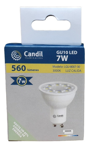 Pack X 2 Lámparas Led Dicroica 7w 35° Gu10 Candil