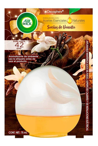 Aromatizante Air Wick Ambiental Decosphere Aroma Sueños De Vainilla 75ml