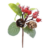 Pick Folhas Frutas E Pinha Decorativo 15cm 1 Un 1014453 Cor Vermelho
