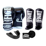 Kit Muay Thai Luva Caneleira Bandagem Bucal American Fight