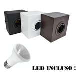 2x Plafon Spot De Sobrepor Box Quadrado Par20 + Led Incluso Cor Branco Quente