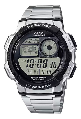 Reloj Casio Ae-1000wd Acero Cronometro Pila 10 Años 100m