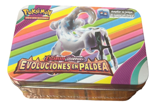 Lata Pókemon + Mazo 39 Multicolor + 3 Doradas Evolución En P