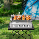 Outdoor Barbecue Grills 4 Head Chicken Grill Stove Silve Wss