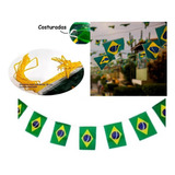 Varal Bandeira Brasil Copa Decoração Plástica Grande 10 Mts