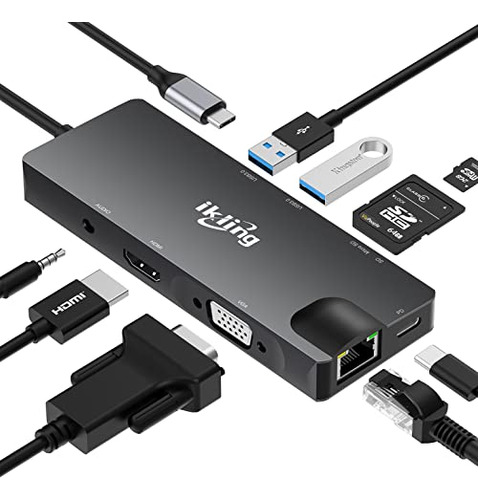 Concentrador Usb C 9 En 1 - Hdmi 4k, Ethernet, Pd 100w,