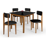 Mesa Elisa 90cm + 4 Cadeiras P/ Sala Jantar Preto Cozinha