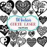 Vectores 150 Corazones Corte Laser, Plasma, Cnc. Dxf Svg Png